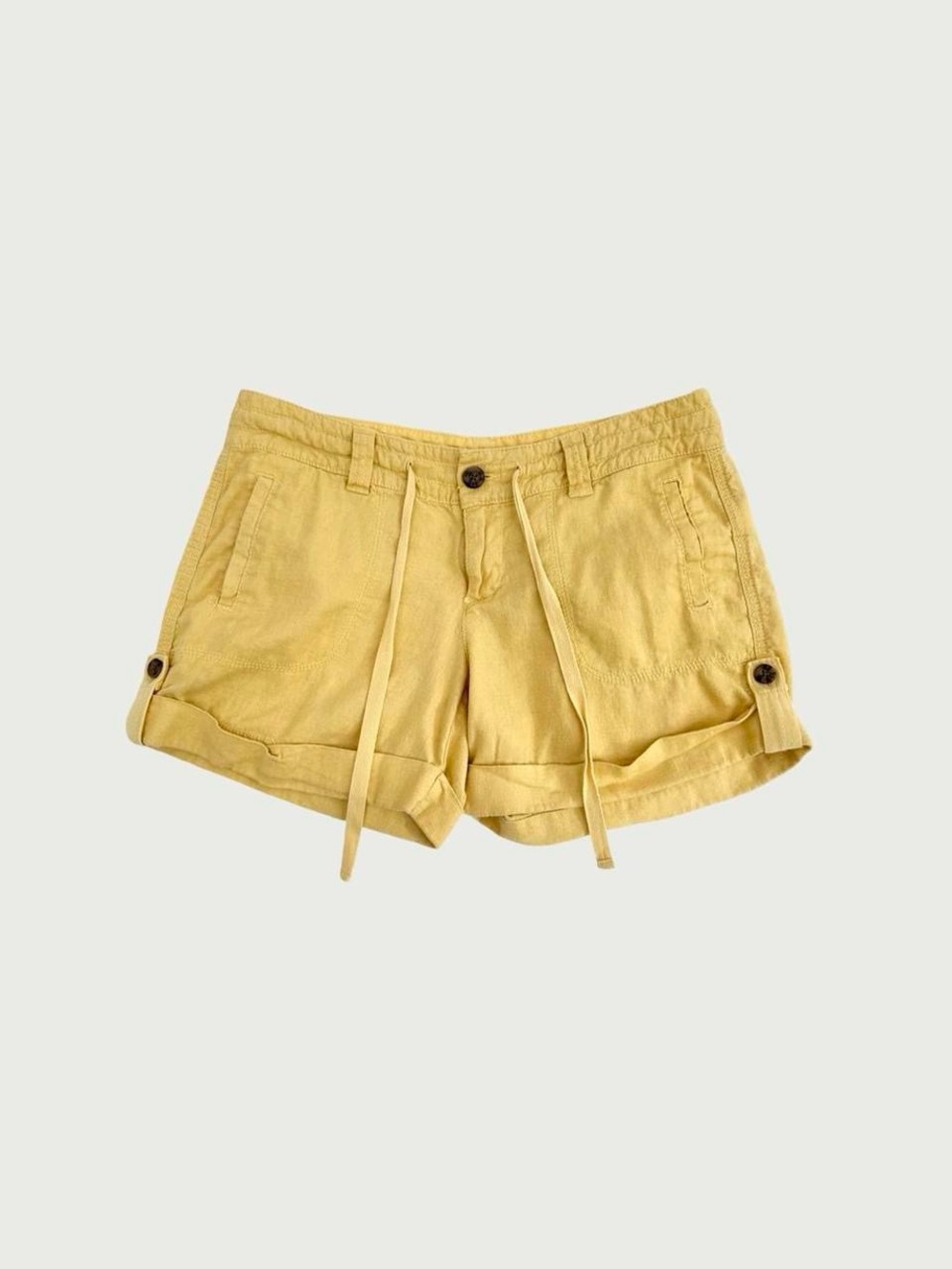 Yellow Linen Blend Shorts